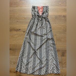 THML Strapless Chevron Maxi Dress